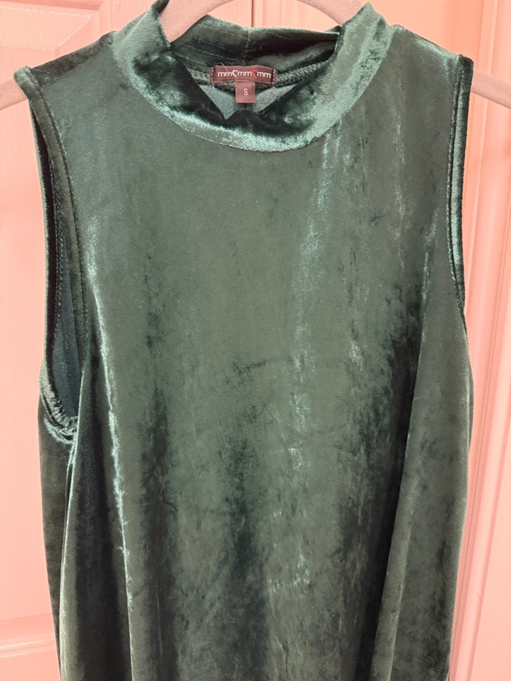 Emerald Green Velvet Mock Neck Tunic Top - Picture 2 of 4